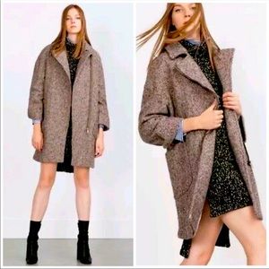 Zara Basic Outerwear Wool Blend Tweed Coat Medium